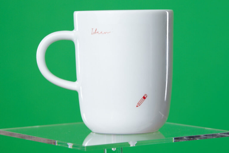 Wenn beim ersten Kaffee am Morgen mal wieder der Geistesblitz kommt – Werbeartikel Kaffeetasse