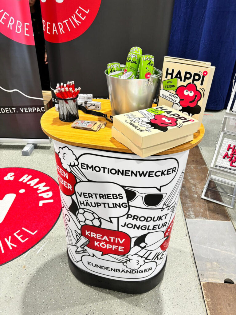 Werbeartikel "Feierlaune" – Unser Messestand